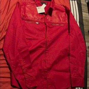 G by Guess red button up